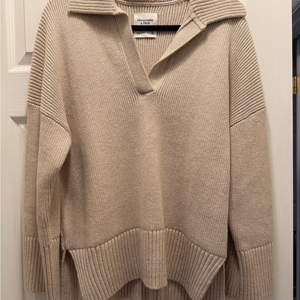 Abercrombie & Fitch Women's Long-Length Notch-Neck Sweater